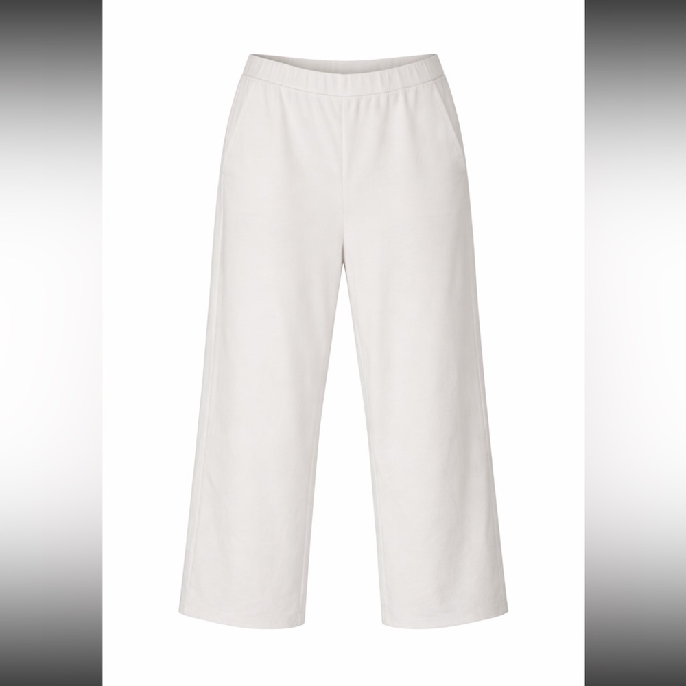 Eileen Fisher Organic Cotton Jersey Straight-Leg Cropped Pants in White Size XL